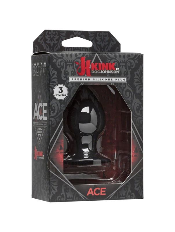 Малая чёрная анальная пробка Kink Ace Silicone Plug 3 - 8,26 см.