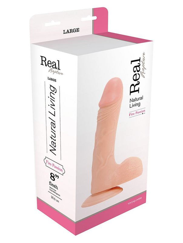 Телесный фаллоимитатор DILDO REAL RAPTURE с мошонкой (23 см)