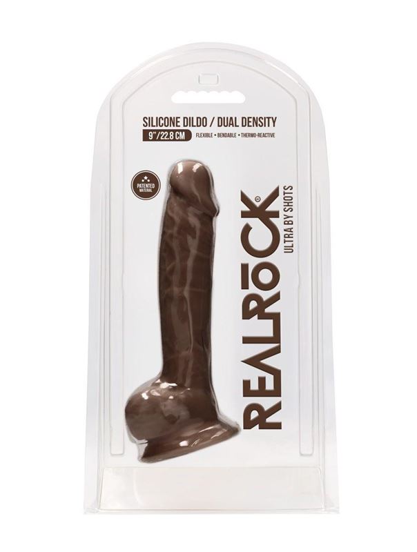 Коричневый фаллоимитатор Silicone Dildo With Balls (22,8 см)