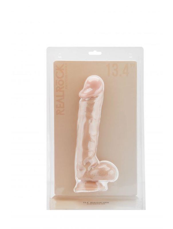 Телесный фаллоимитатор Realistic Cock 13,4 With Scrotum - 34 см.