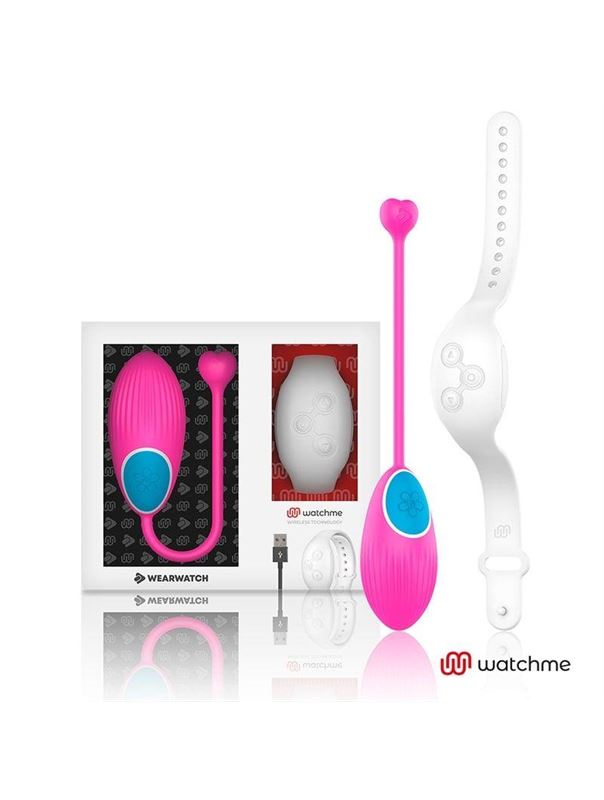 Розовое виброяйцо с белым пультом-часами Wearwatch Egg Wireless Watchme