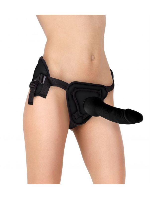 Чёрный страпон Deluxe Silicone Strap On 10 Inch - 25,5 см.