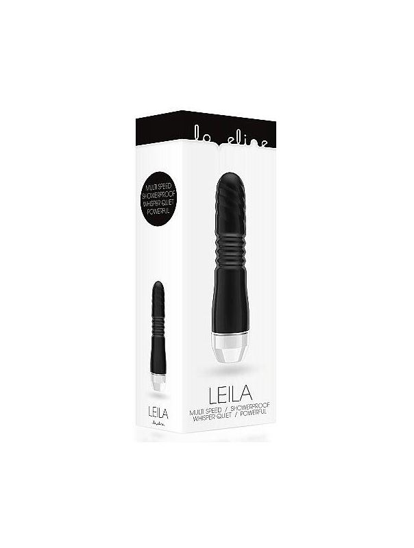 Чёрный вибратор Leila с рёбрышками посередине - 15 см.
