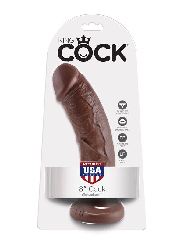 Коричневый фаллоимитатор 8" King Cock (20,3 см)