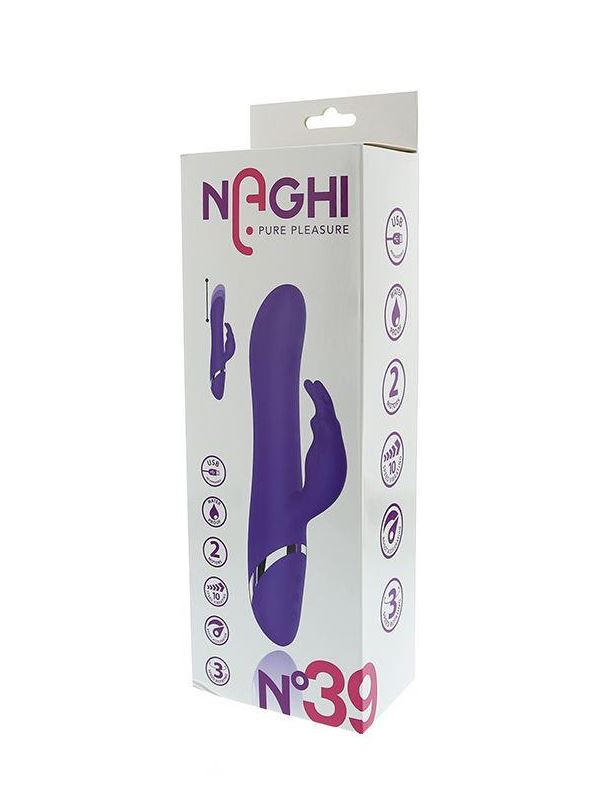 Фиолетовый вибратор кролик с пуш-эффектом NAGHI NO.39 RECHARGEABLE THRUSTER VIBE (15 см)