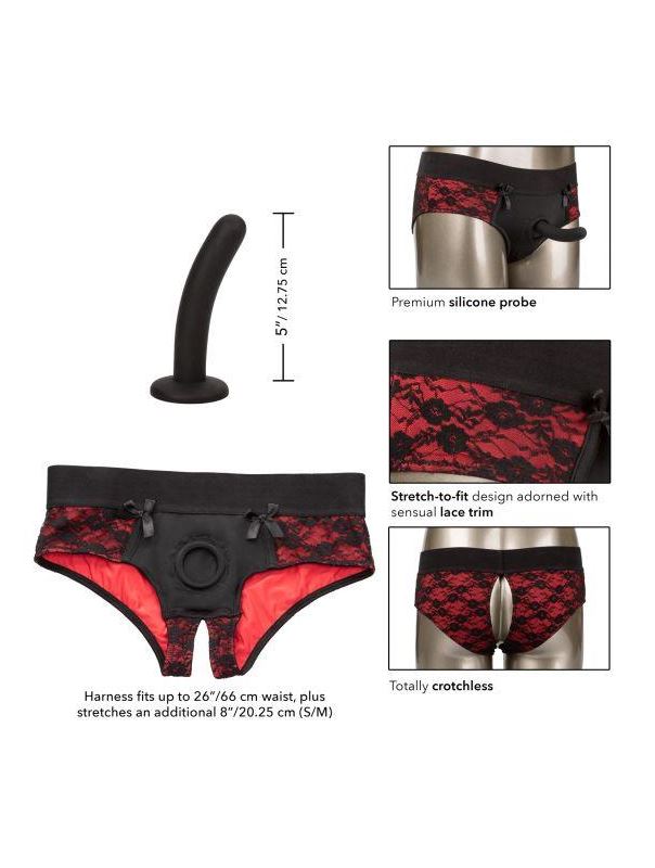 Трусики с доступом и съемной насадкой Crotchless Pegging Panty Set S/M