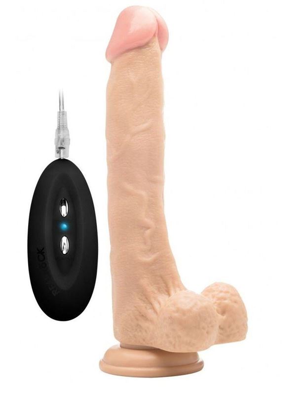 Телесный вибратор реалистик Vibrating Realistic Cock 10" With Scrotum (27 см)