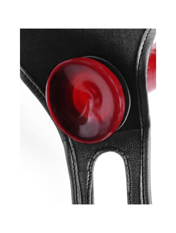 Черные виниловые женские трусики для страпона Crotchless Harness