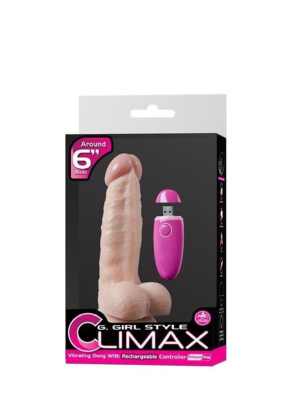 Телесный перезаряжаемый вибратор G-GIRL 6INCH PVC RECHARGEABLE VIBRATOR - 15,2 см.