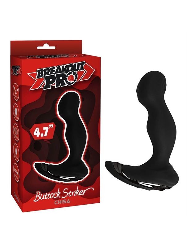Черный стимулятор простаты Buttock Striker с вибрацией (15,2 см)