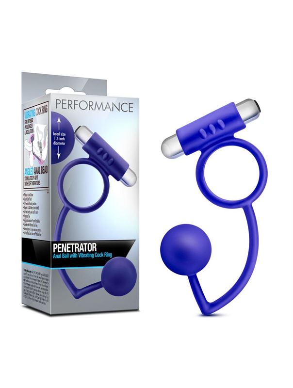 Синее эрекционное кольцо Penetrator Anal Ball with Vibrating Cock Ring