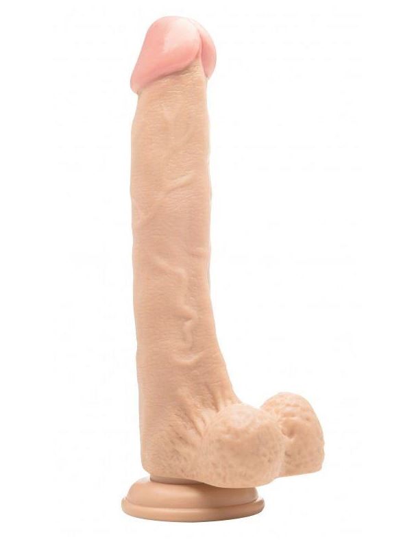 Телесный фаллоимитатор Realistic Cock 10 With Scrotum - 27 см.
