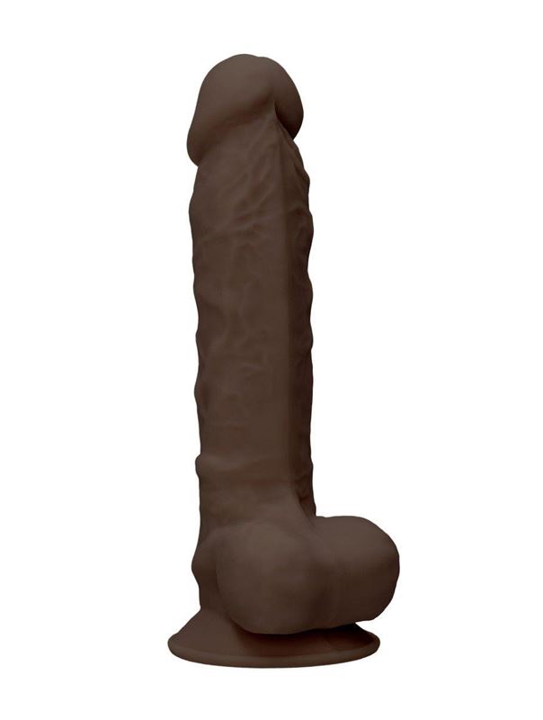 Коричневый фаллоимитатор Silicone Dildo With Balls (22,8 см)