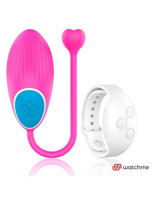 Розовое виброяйцо с белым пультом-часами Wearwatch Egg Wireless Watchme