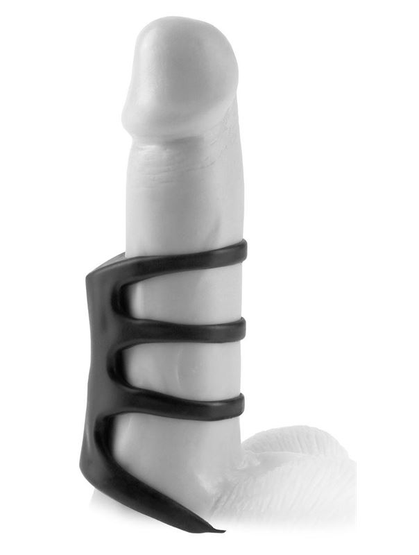 Чёрная вибронасадка Vibrating Power Cage - 8 см.