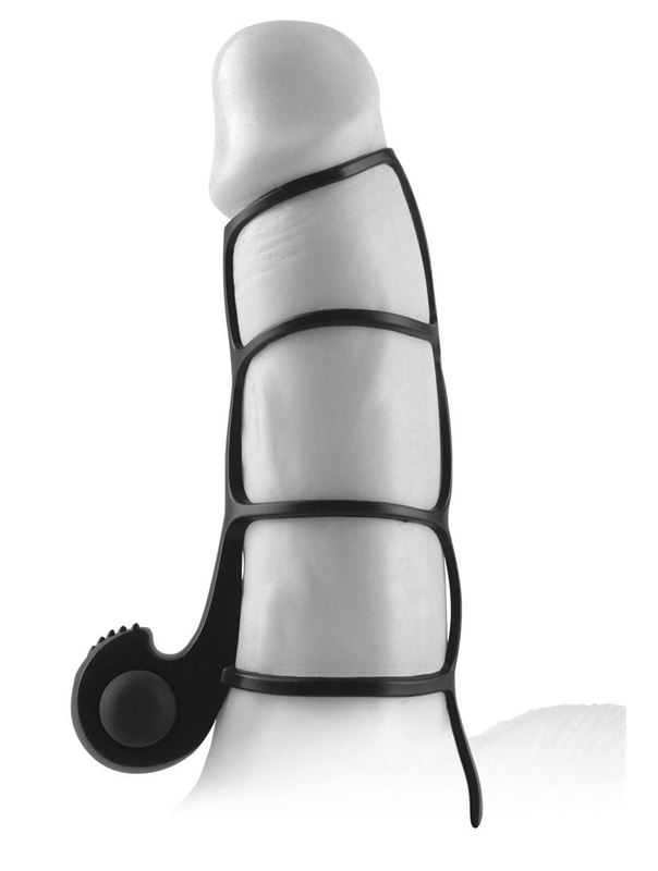 Чёрная вибронасадка Beginners Silicone Power Cage - 12 см. 
