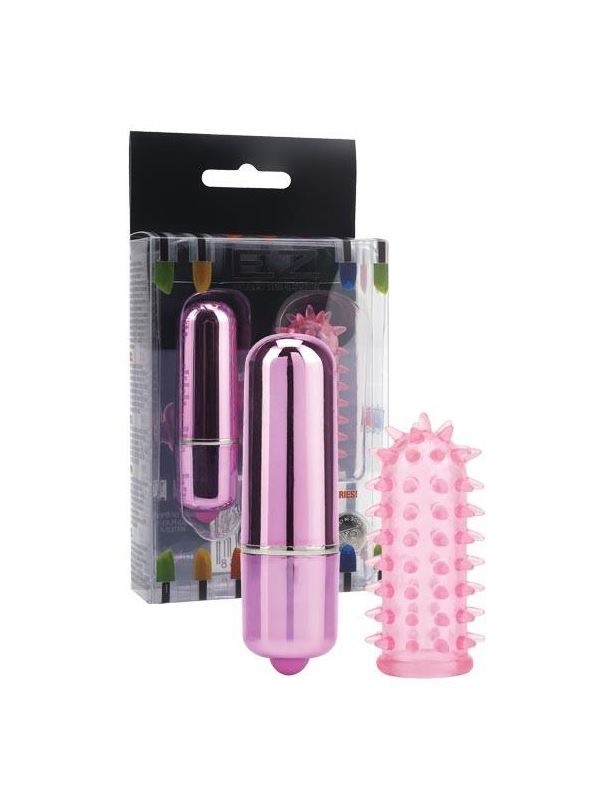 Розовый мини-вибратор с насадкой Powerful Mini Massager - 5 см.