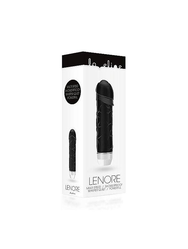 Чёрный вибратор Lenore с тонкими венками - 14,5 см.