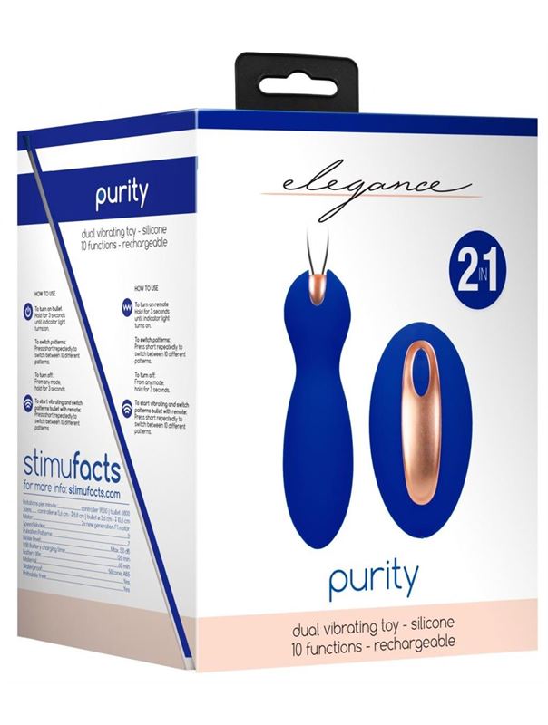 Синие вагинальные шарики Purity с пультом ДУ