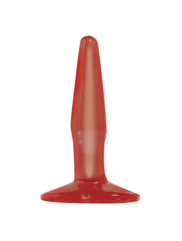 Маленькая красная анальная пробка Basix Rubber Works Mini Butt Plug - 10,8 см.