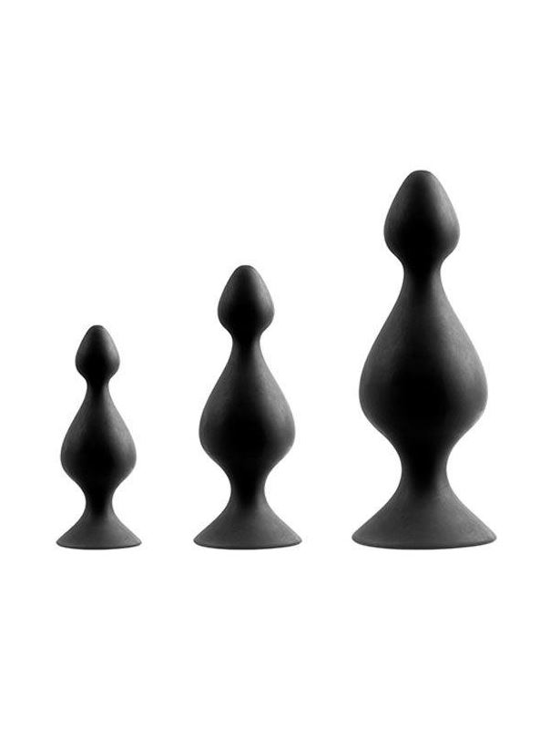 Набор из 3 чёрных анальных силиконовых втулок MENZSTUFF - 3-PIECE ANAL PAWN SET