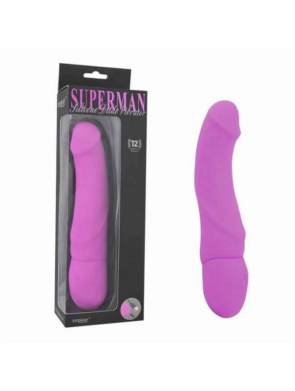 Фиолетовый вибратор Rechargeable Silicone Dildo - 21 см.
