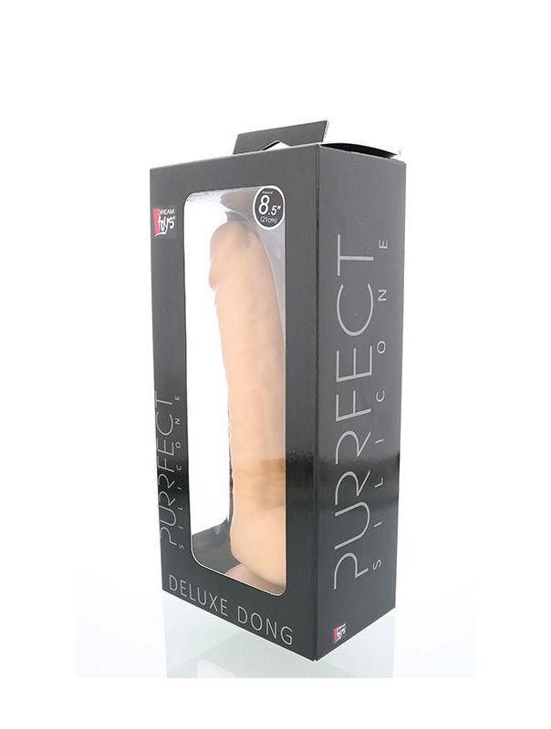 Телесный фаллоимитатор PURRFECT SILICONE DELUXE DONG 8.5INCH - 21 см.