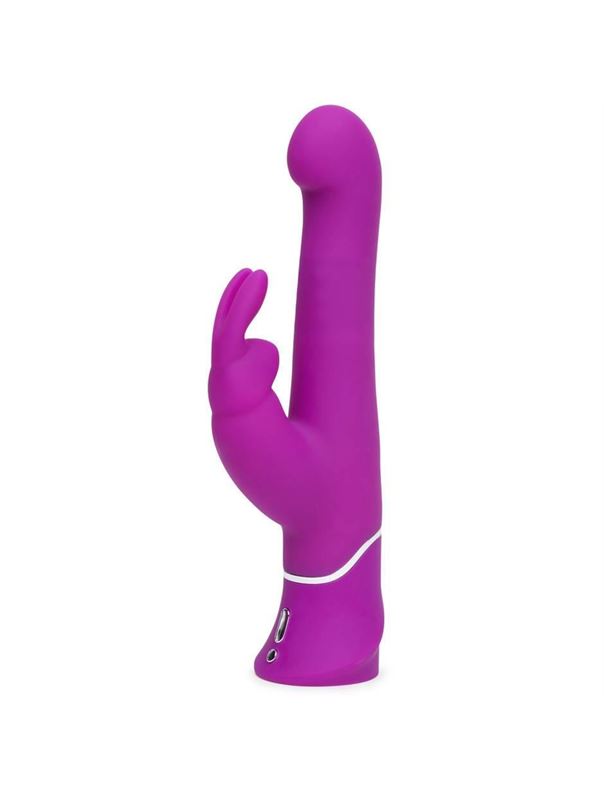 Фиолетовый вибратор с клиторальным стимулятором Beaded G-Spot Rechargeable Rabbit Vibrator (24 см)