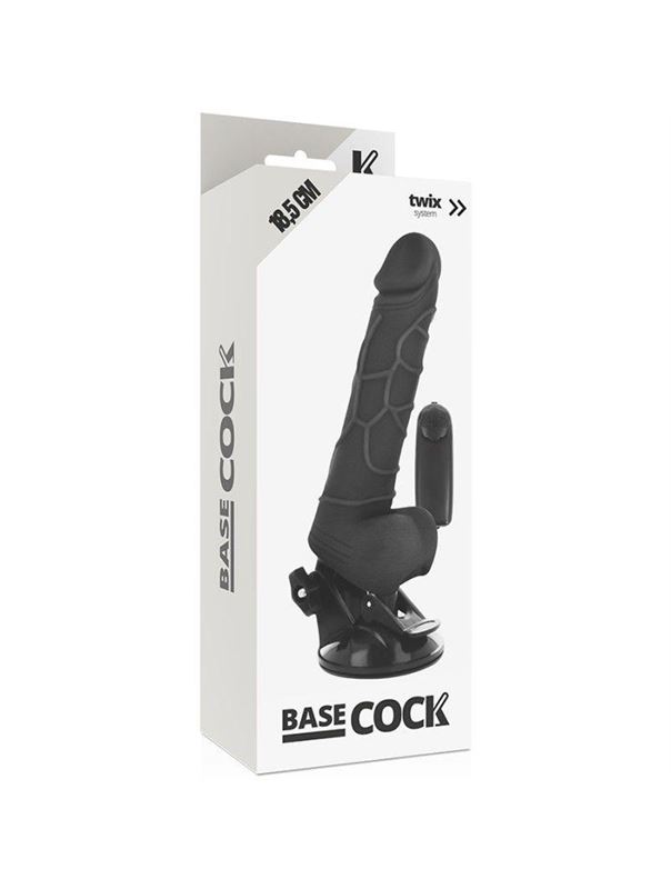Черный вибратор Basecock Realistic Vibrator на мощной присоске (18,5 см)