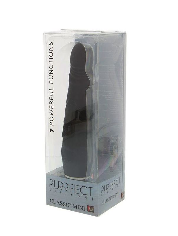 Чёрный вибратор-реалистик с зауженным кончиком PURRFECT SILICONE - CLASSIC MINI (14 см)