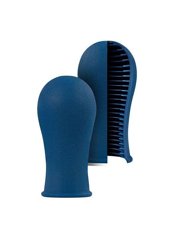 Синий мастурбатор с мягкими рёбрышками SILICONE STROKER