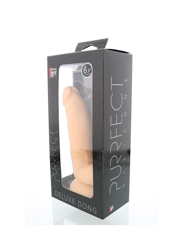 Телесный фаллоимитатор с подошвой-присоской PURRFECT SILICONE DELUXE DONG 6.5INCH - 17 см.