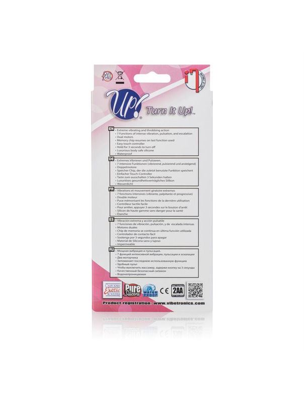 Вибромассажер с клиторальной стимуляцией Turn it Up! 7-Function Silicone Massager - 20,3 см.