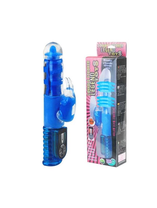 Синий хай-тек вибромассажёр Love Stroker Blue - 24,5 см.
