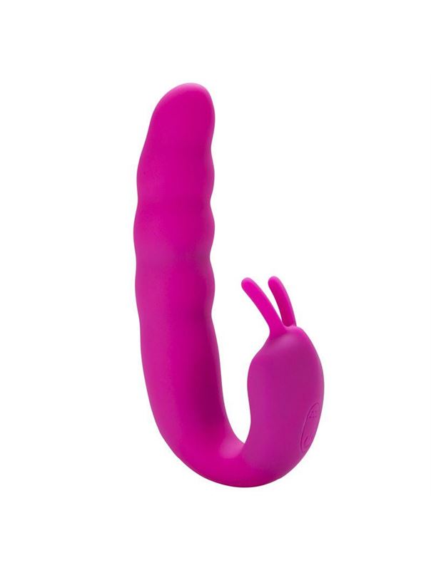 Розовый вибратор Ribbed Dual Stimulator (17 см)