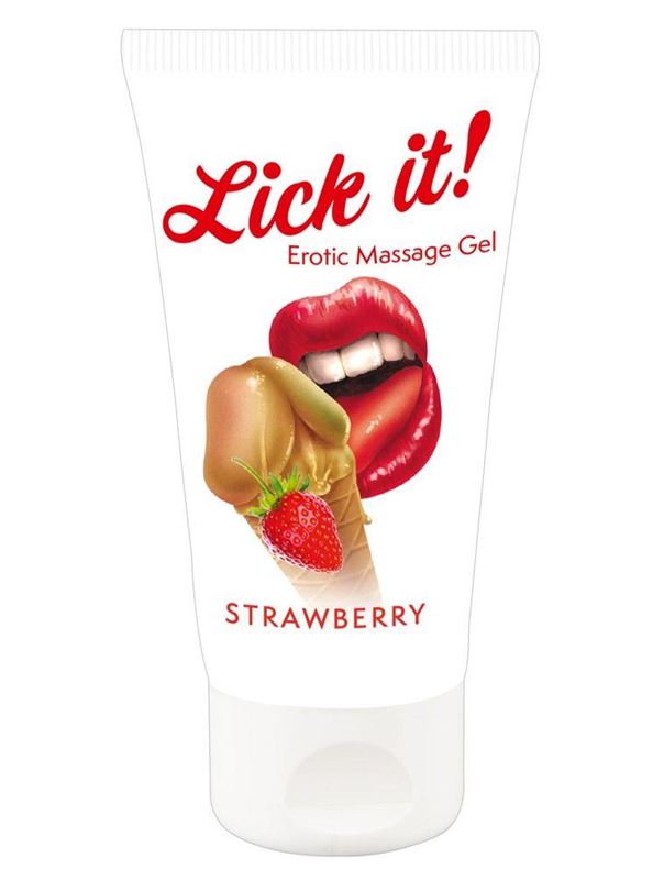 Лубрикант на водной основе Lick it! Strawberry с ароматом клубники (50 мл)