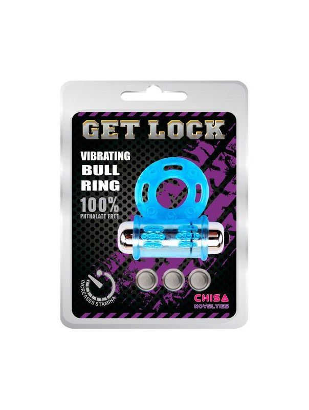 Голубое эрекционное виброкольцо Get Lock