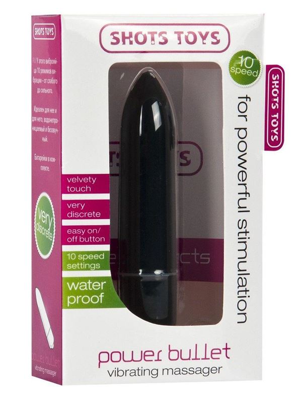 Чёрная удлинённая вибропуля Power Bullet Black (8,3 см)