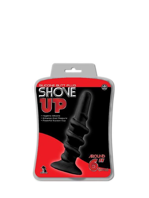 Анальная пробка со спиралью SHOVE UP 6INCH SILICONE BUTTPLUG BLACK - 15,2 см.