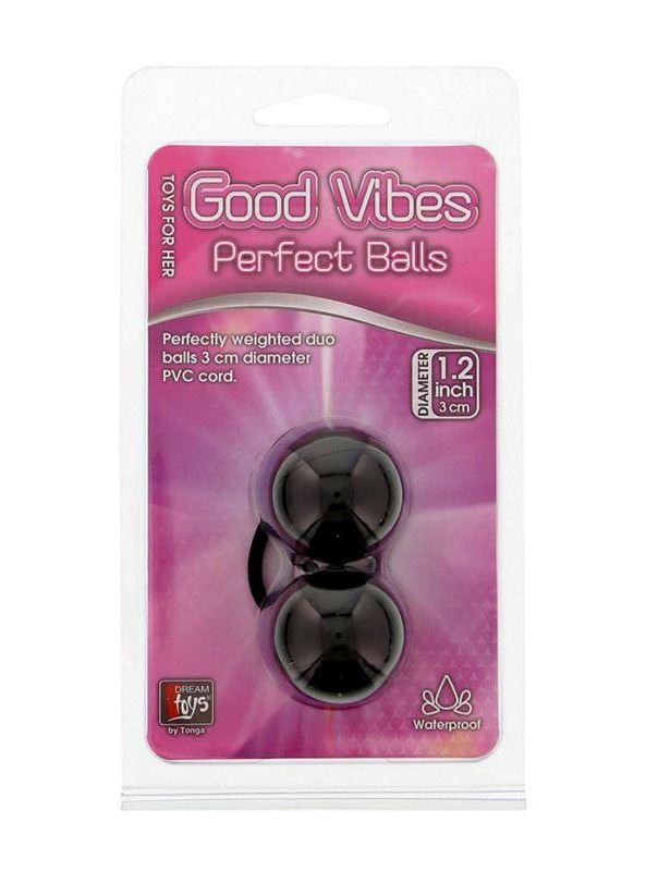 Чёрные вагинальные шарики на мягкой сцепке GOOD VIBES PERFECT BALLS