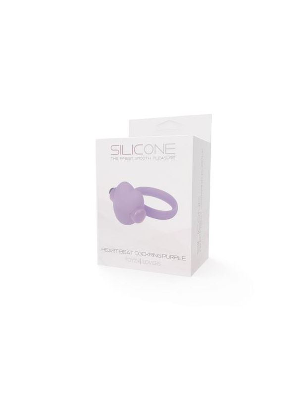 Фиолетовое эрекционное виброкольцо с сердечком HEART BEAT COCKRING SILICONE