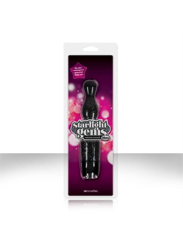 Чёрная виброёлочка Starlight Gems Libra Vibrating Massager (17,7 см)