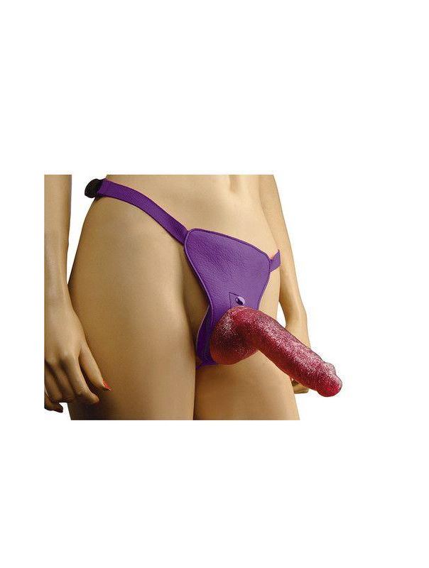 Гламурный страпон с блёстками Bree Olson Glitter Glam Strap-On Harness Dong - 16 см.