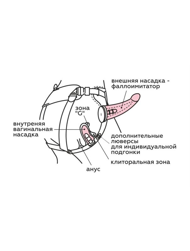 Страпон с вибрацией Woman Midi с вагинальной пробкой (22 см)