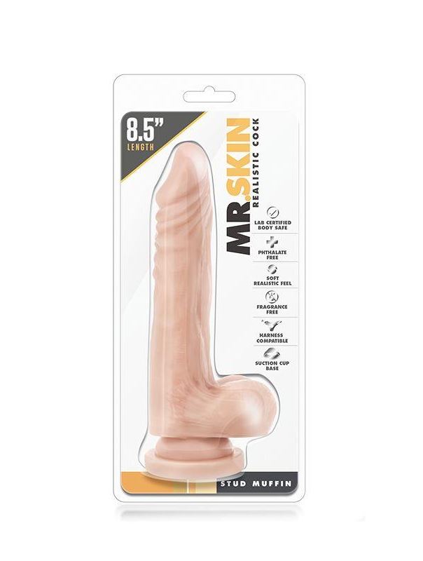 Телесный фаллоимитатор на присоске Dr. Skin Realistic Cock Stud Muffin (21,6 см)