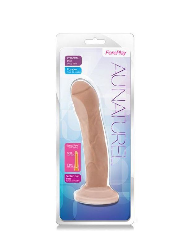 Телесный фаллоимитатор с полузакрытой головкой Foreplay - 19,8 см.