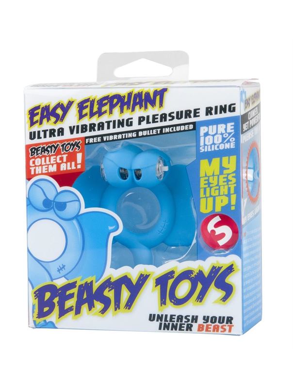 Голубое кольцо Beasty Toys Easy Elephant с вибрацией и светящимися глазами