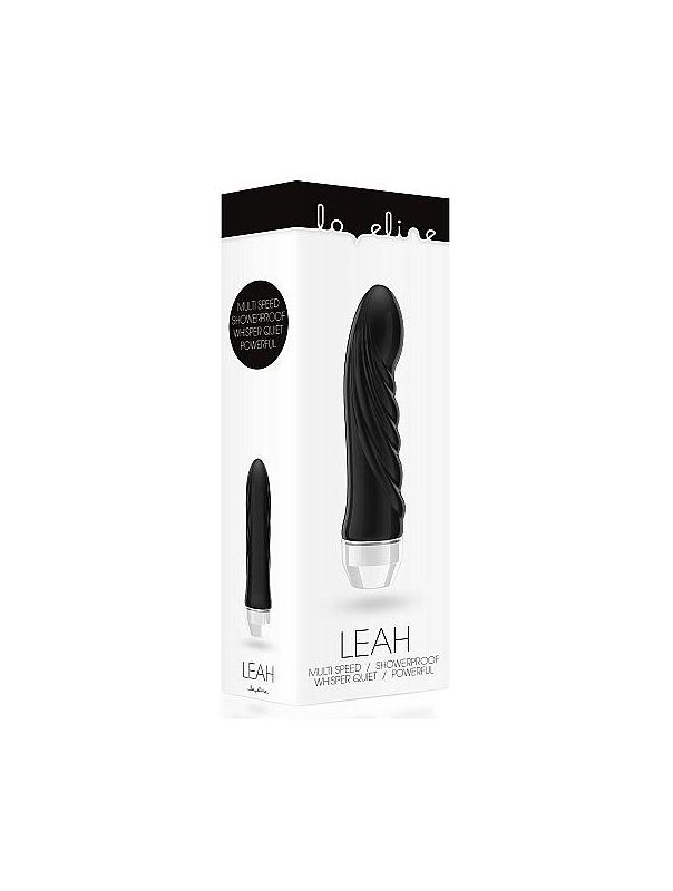 Чёрный вибратор со складочками Leah - 15 см.