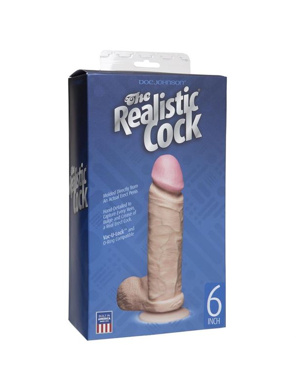 Фаллоимитатор на присоске реалистичной формы с мошонкой The Realistic Cock 6” with Removable Vac-U-Lock Suction Cup (17,3 см)