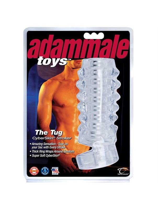 Открытая насадка на член Adam Male Toys The Tug CyberSkin Stroker